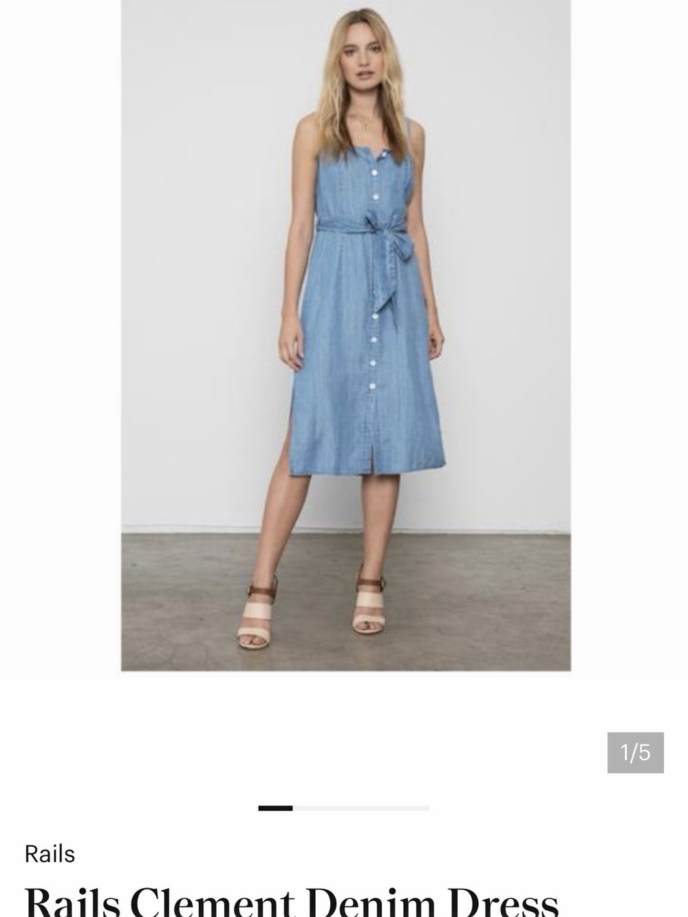 Rails Sleeveless Button-Front Midi Dress in Light Blue